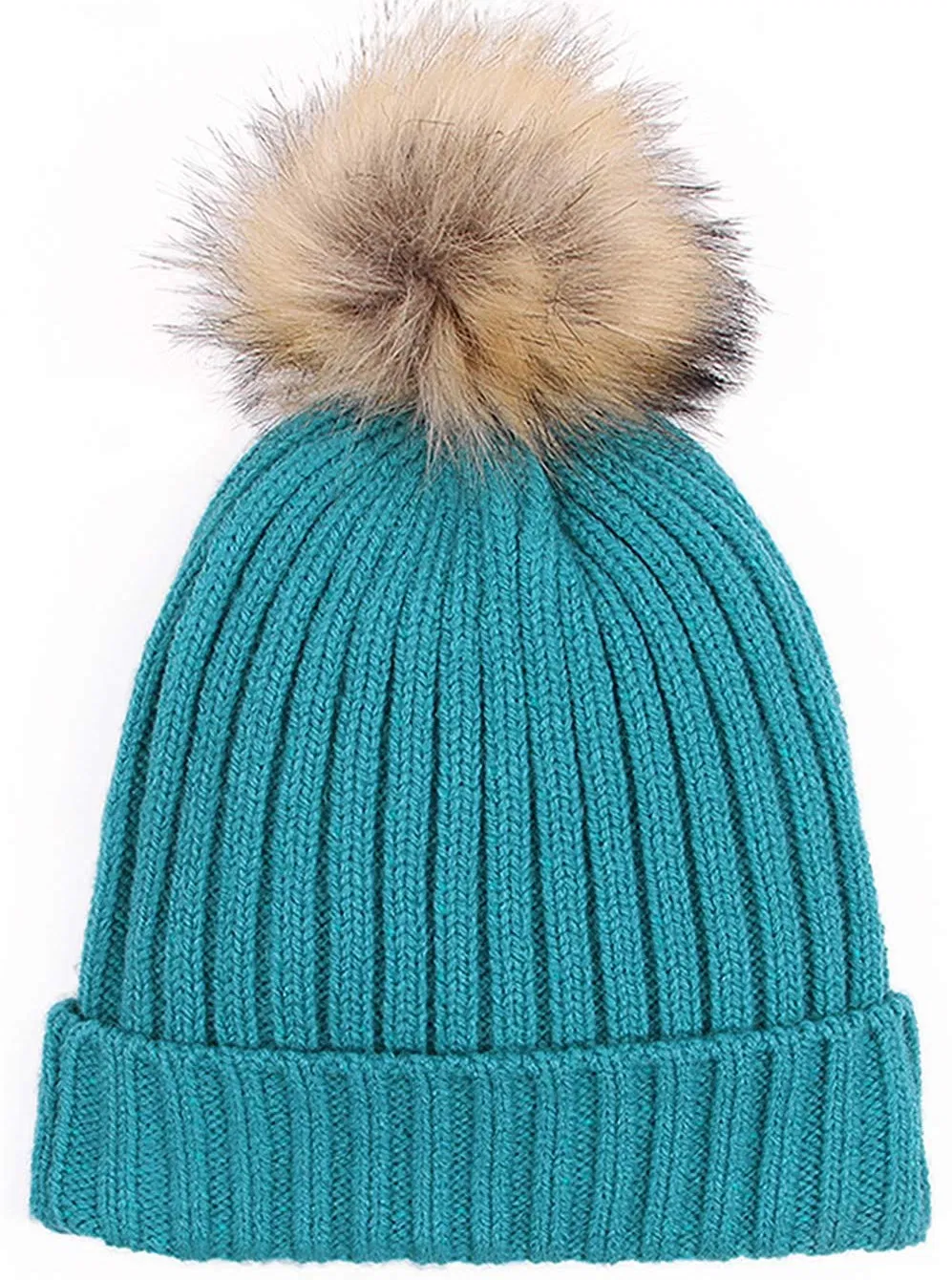 Acrílico Unisex invierno cálido grueso holgado cómodo gorro de punto mujer sexo con POM POM